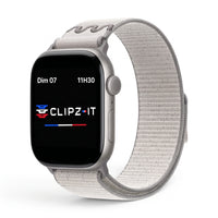 Bracelet Elastik nylon sportif gris, vue de face - Apple Watch | Clipz-it