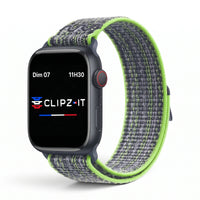 Bracelet Elastik nylon sportif vert, vue de face - Apple Watch | Clipz-it