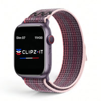 Bracelet Elastik nylon sportif violet, vue de face - Apple Watch | Clipz-it