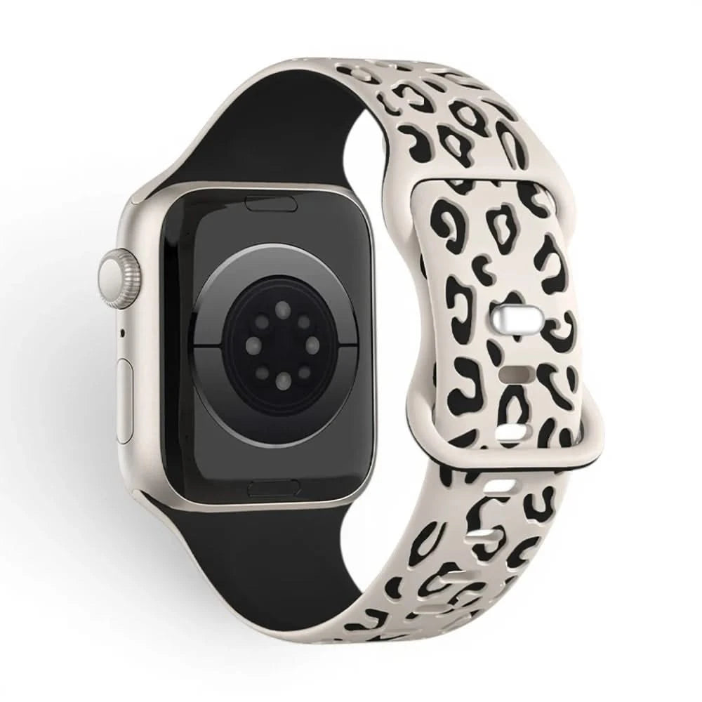 Bracelet Fauve silicone imprimé beige, vue de dos - Apple Watch | Clipz-it