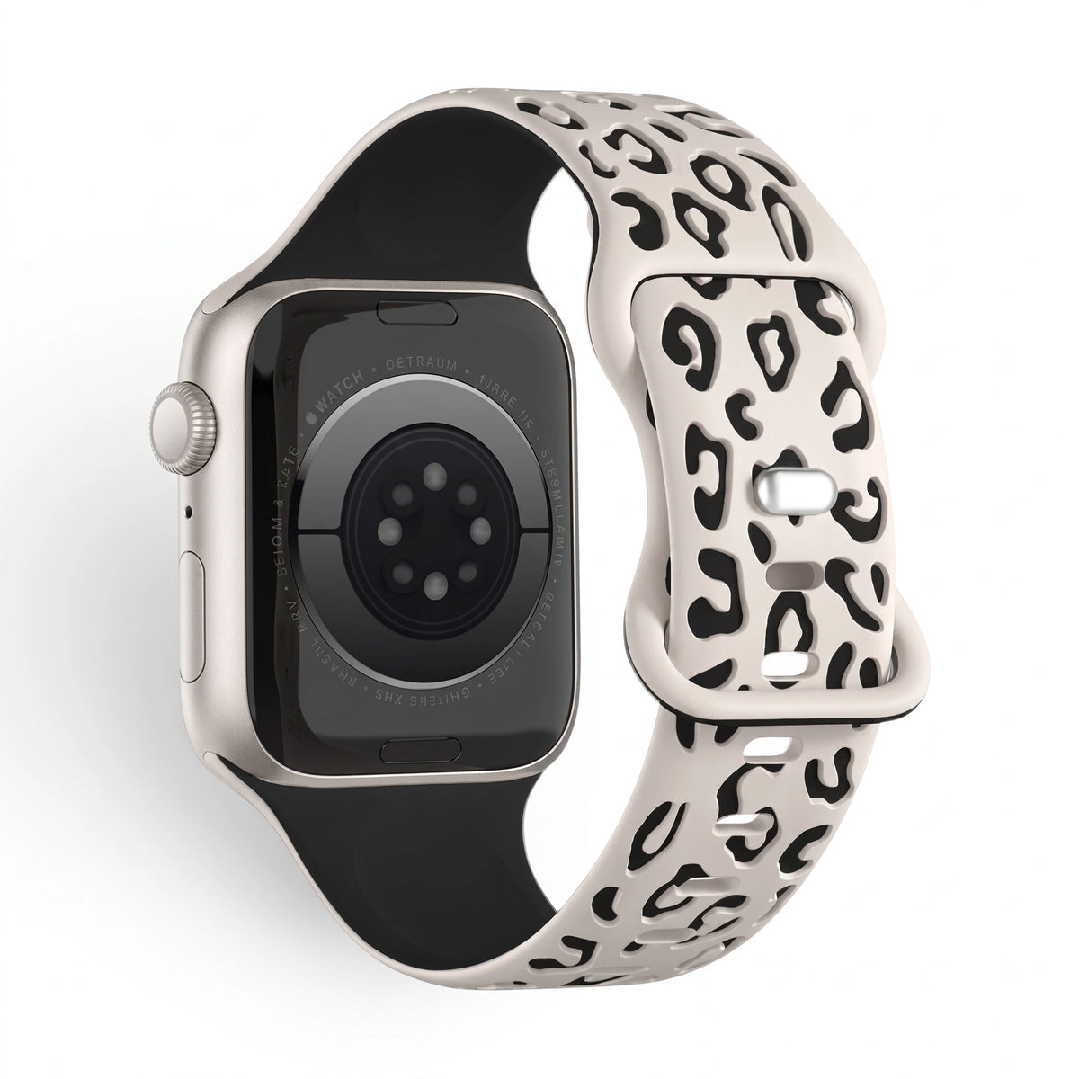 Correa Fauve de silicona con estampado beige, vista trasera - Apple Watch | Clipz-it