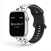 Correa Fauve de silicona con estampado blanco, vista frontal - Apple Watch | Clipz-it
