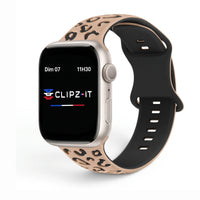Correa Fauve de silicona con estampado de pantera, vista frontal - Apple Watch | Clipz-it