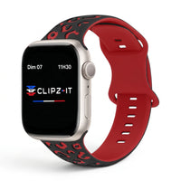 Correa Fauve de silicona con estampado rojo, vista frontal - Apple Watch | Clipz-it