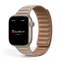 Bracelet Havane cuir sahara, vue de face - Apple Watch | Clipz-it