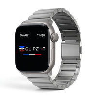 Bracelet Kevlar titane militaire argent, vue de face - Apple Watch | Clipz-it