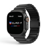 Bracelet Kevlar titane militaire noir, vue de face - Apple Watch | Clipz-it