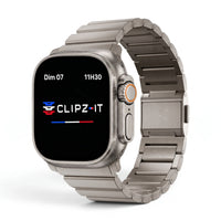 Bracelet Kevlar titane militaire titane, vue de face - Apple Watch | Clipz-it