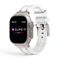 Bracelet Kratos silicone renforcé blanc, vue de face 2 - Apple Watch | Clipz-it