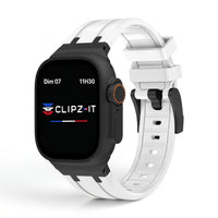 Bracelet Kratos silicone renforcé blanc, vue de face - Apple Watch | Clipz-it