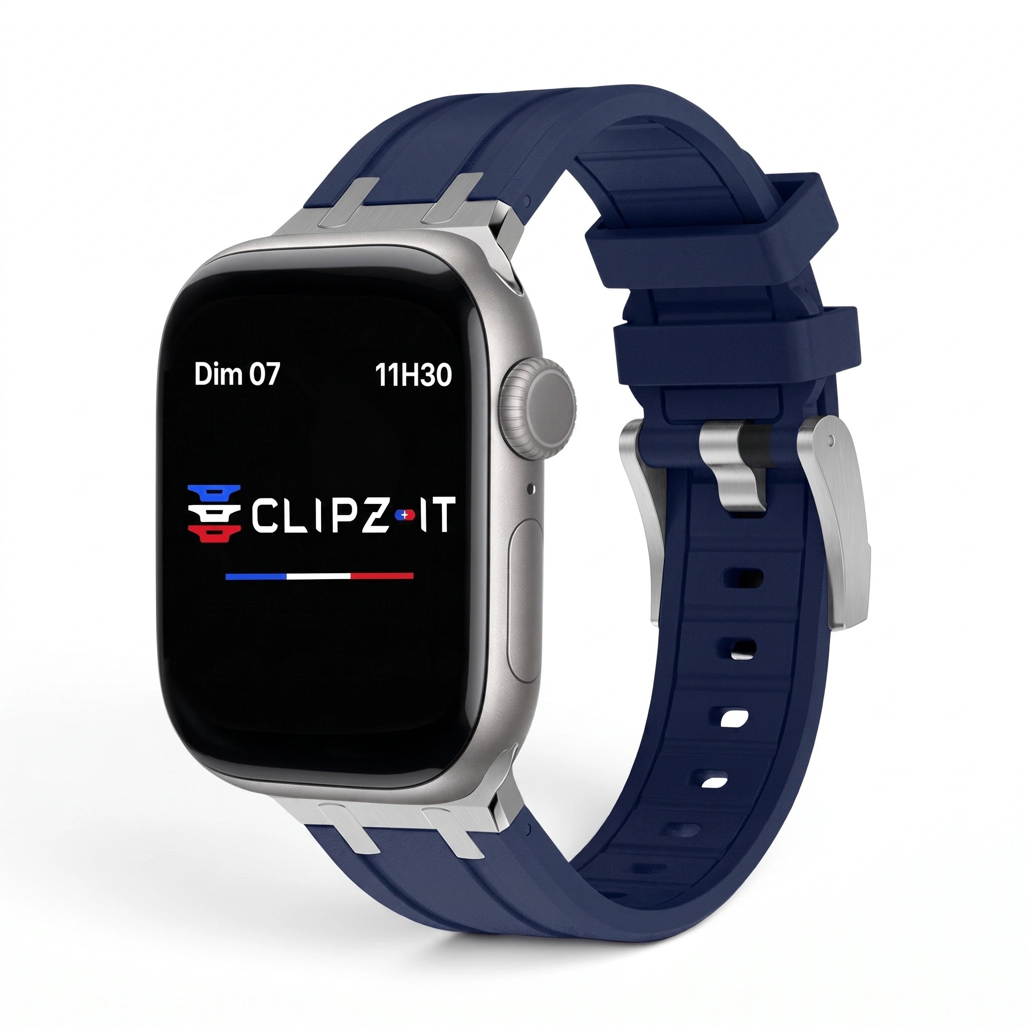 Bracelet Kratos silicone renforcé bleu, vue de face 2 - Apple Watch | Clipz-it