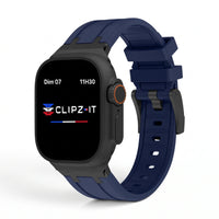 Bracelet Kratos silicone renforcé bleu, vue de face - Apple Watch | Clipz-it