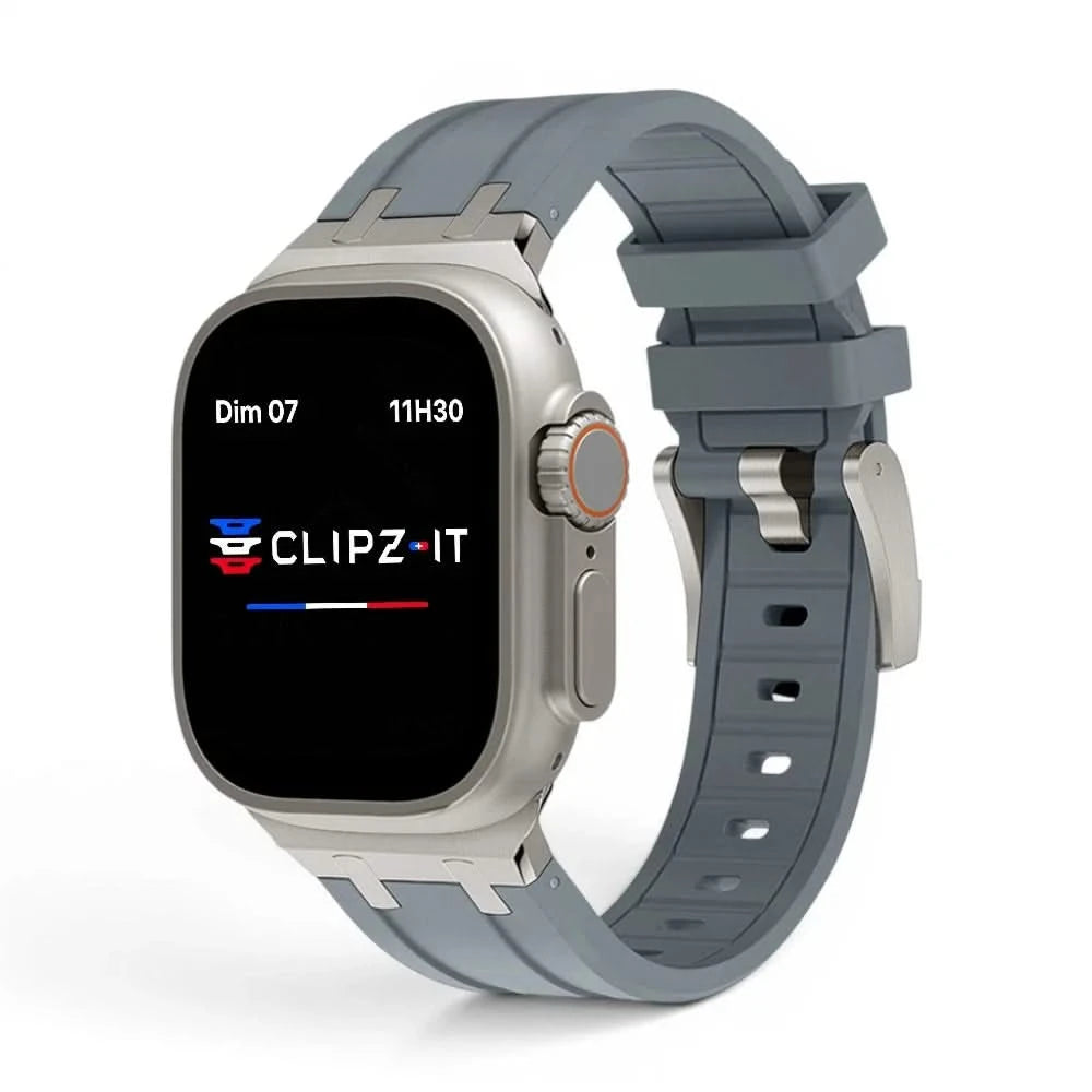 Bracelet Kratos silicone renforcé gris, vue de face 2 - Apple Watch | Clipz-it