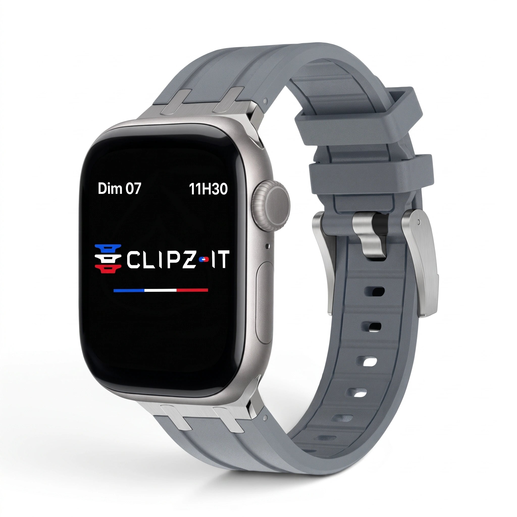 Bracelet Kratos silicone renforcé gris, vue de face 3 - Apple Watch | Clipz-it