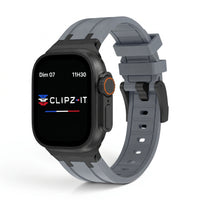 Bracelet Kratos silicone renforcé gris, vue de face - Apple Watch | Clipz-it