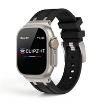 Bracelet Kratos silicone renforcé noir, vue de face 2 - Apple Watch | Clipz-it