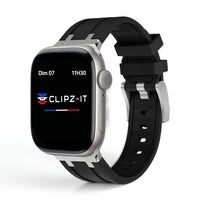 Bracelet Kratos silicone renforcé noir, vue de face 3 - Apple Watch | Clipz-it