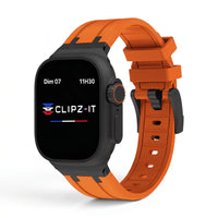 Bracelet Kratos silicone renforcé orange, vue de face - Apple Watch | Clipz-it