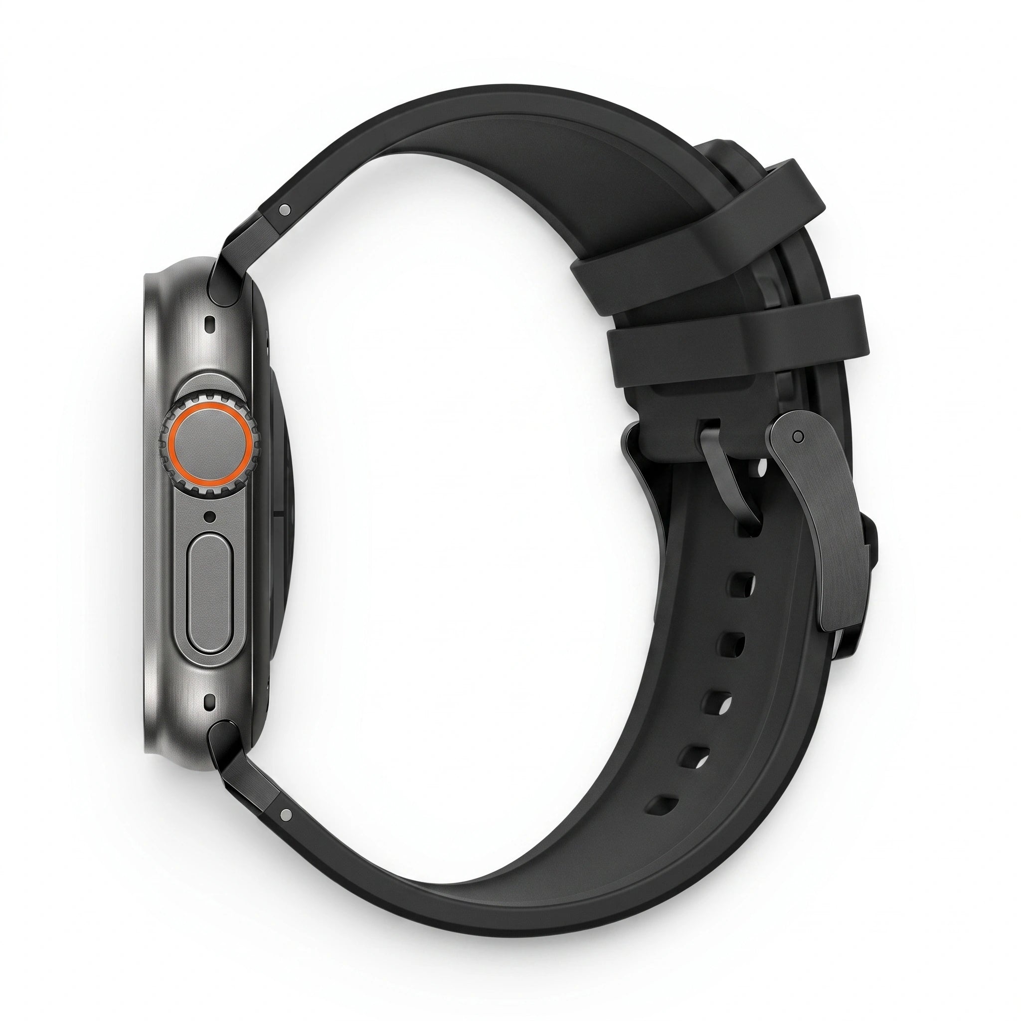 Bracelet Kratos silicone renforcé orange, vue de profil - Apple Watch | Clipz-it