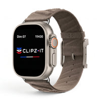 Bracelet Legado tissu tricoté café, vue de face - Apple Watch | Clipz-it