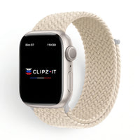 Bracelet Loop nylon tressé blanc cassé, vue de face - Apple Watch | Clipz-it