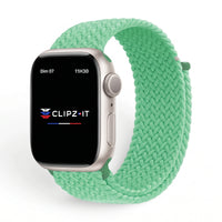 Bracelet Loop nylon tressé emeraude, vue de face - Apple Watch | Clipz-it