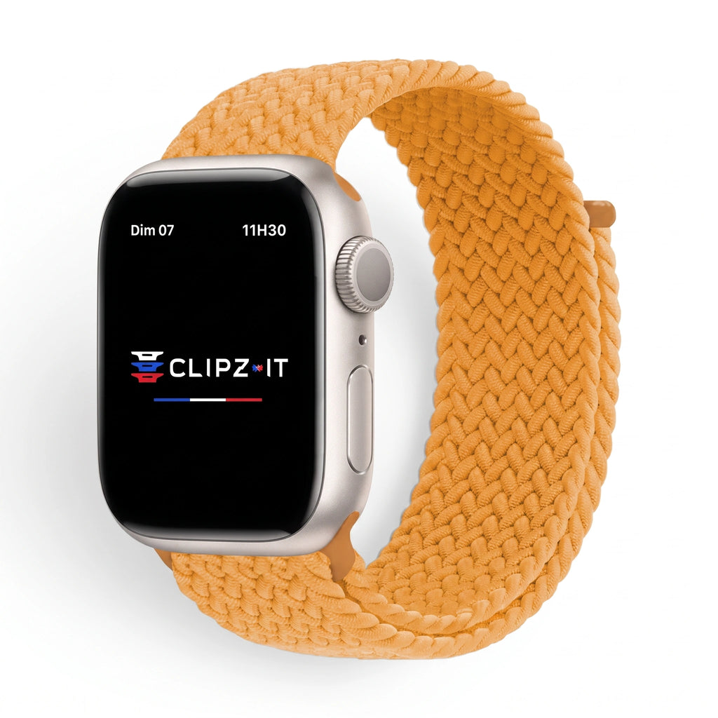 Bracelet Loop nylon tressé miel, vue de face - Apple Watch | Clipz-it
