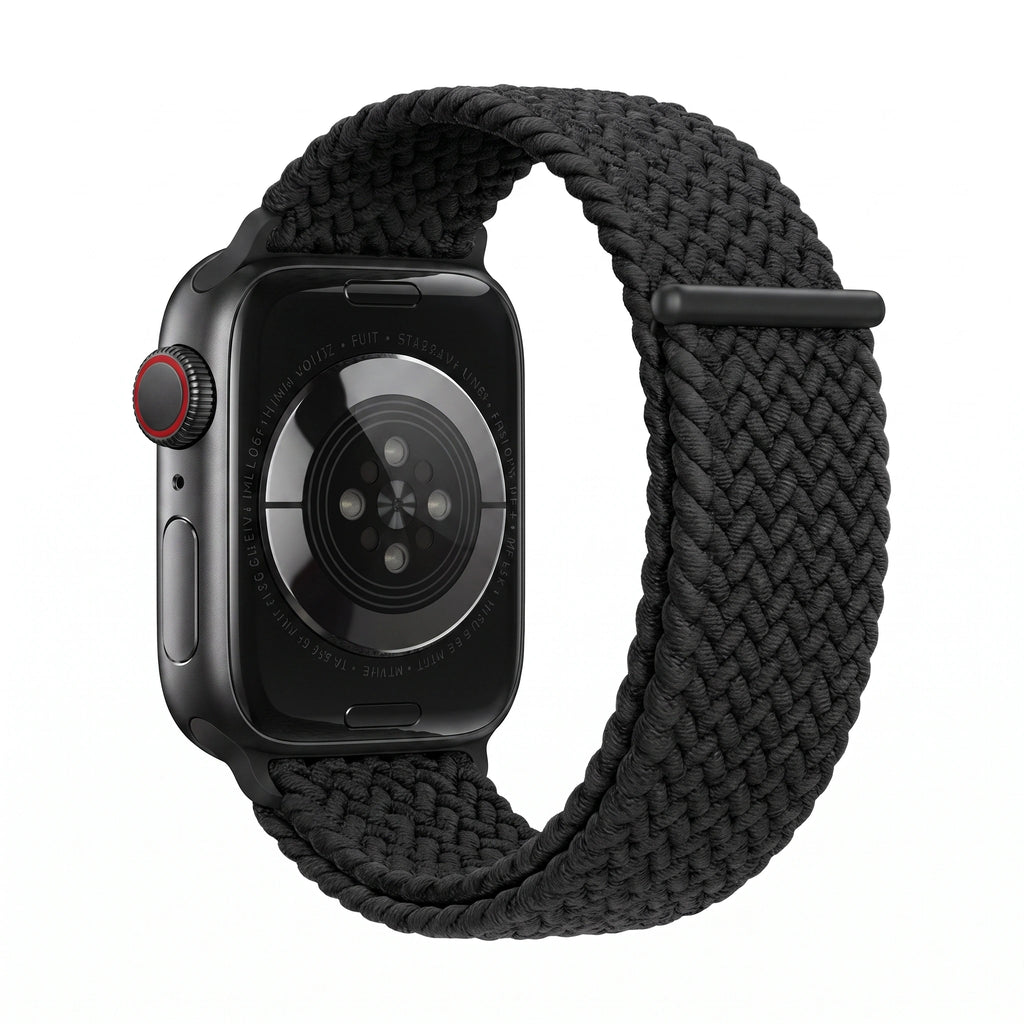Bracelet Loop nylon tressé noir, vue de dos - Apple Watch | Clipz-it