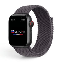 Bracelet Loop nylon tressé obsidienne, vue de face - Apple Watch | Clipz-it