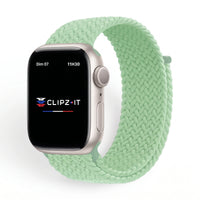 Bracelet Loop nylon tressé pistache, vue de face - Apple Watch | Clipz-it