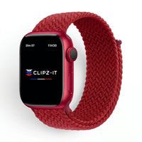 Bracelet Loop nylon tressé rouge, vue de face - Apple Watch | Clipz-it