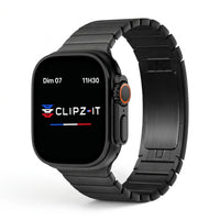 Bracelet Maillon acier inoxydable maillons noir, vue de face - Apple Watch | Clipz-it