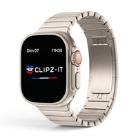 Bracelet Maillon acier inoxydable maillons titane, vue de face - Apple Watch | Clipz-it