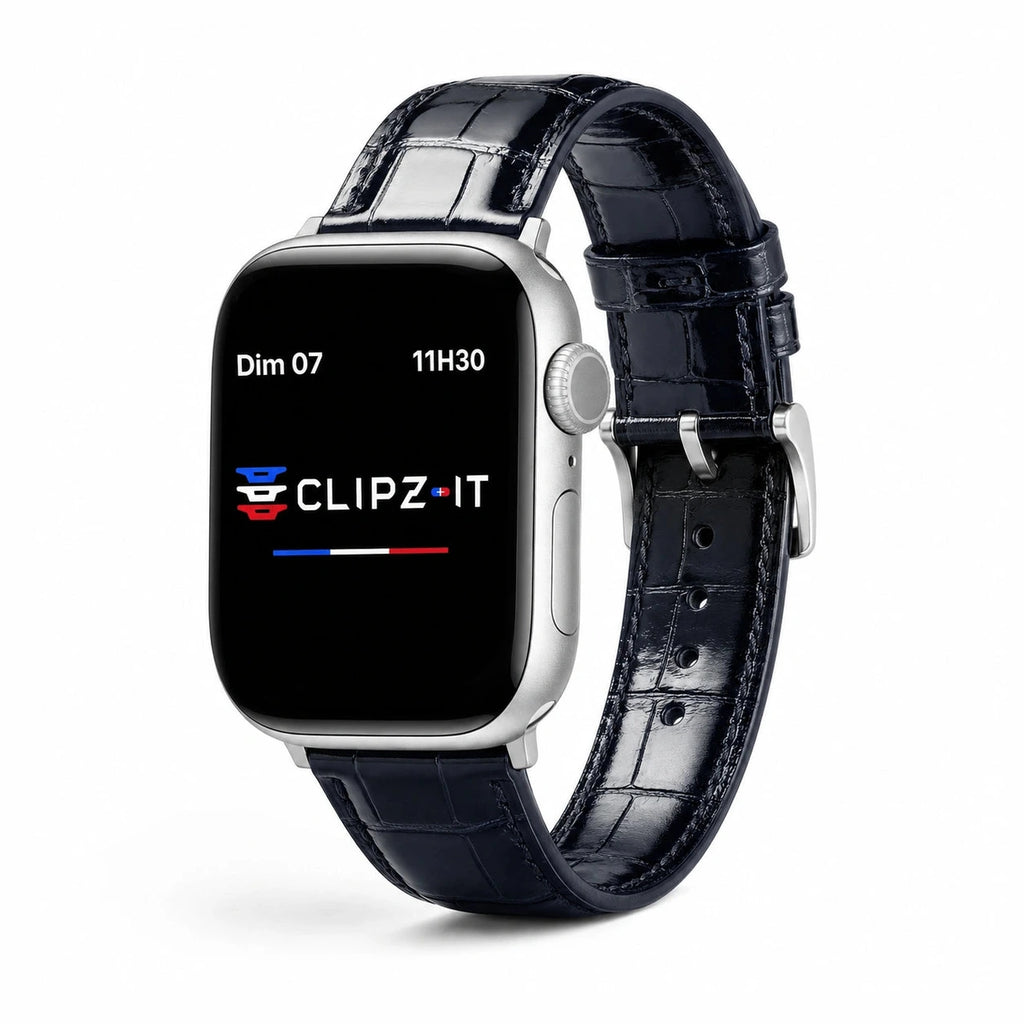 Kožený remienok Majesté z krokodílej kože, zafírovo modrý - Apple Watch | Clipz-it