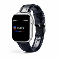Kožený remienok Majesté z krokodílej kože, zafírovo modrý - Apple Watch | Clipz-it