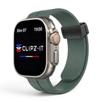 Bracelet Marina silicone aimanté marin vert, vue de face - Apple Watch | Clipz-it