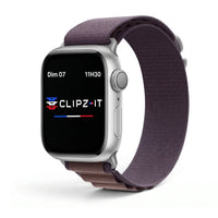 Cinturino Massif in nylon sportivo argento con fibbia argento, vista frontale 3 - Apple Watch | Clipz-it