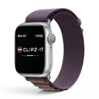Bracelet Massif nylon sportif argent, vue de face 3 - Apple Watch | Clipz-it