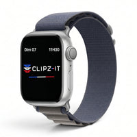 Bracelet Massif nylon sportif bleu, vue de face 2 - Apple Watch | Clipz-it