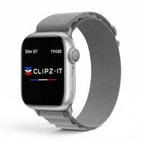 Bracelet Massif nylon sportif gris, vue de face 2 - Apple Watch | Clipz-it