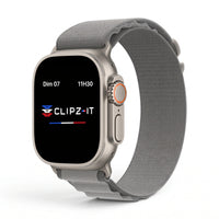 Bracelet Massif nylon sportif gris, vue de face 3 - Apple Watch | Clipz-it