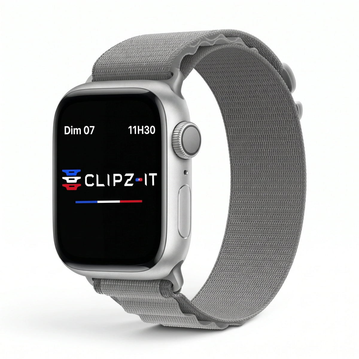 Cinturino Massif in nylon sportivo grigio, vista 2 - Apple Watch | Clipz-it