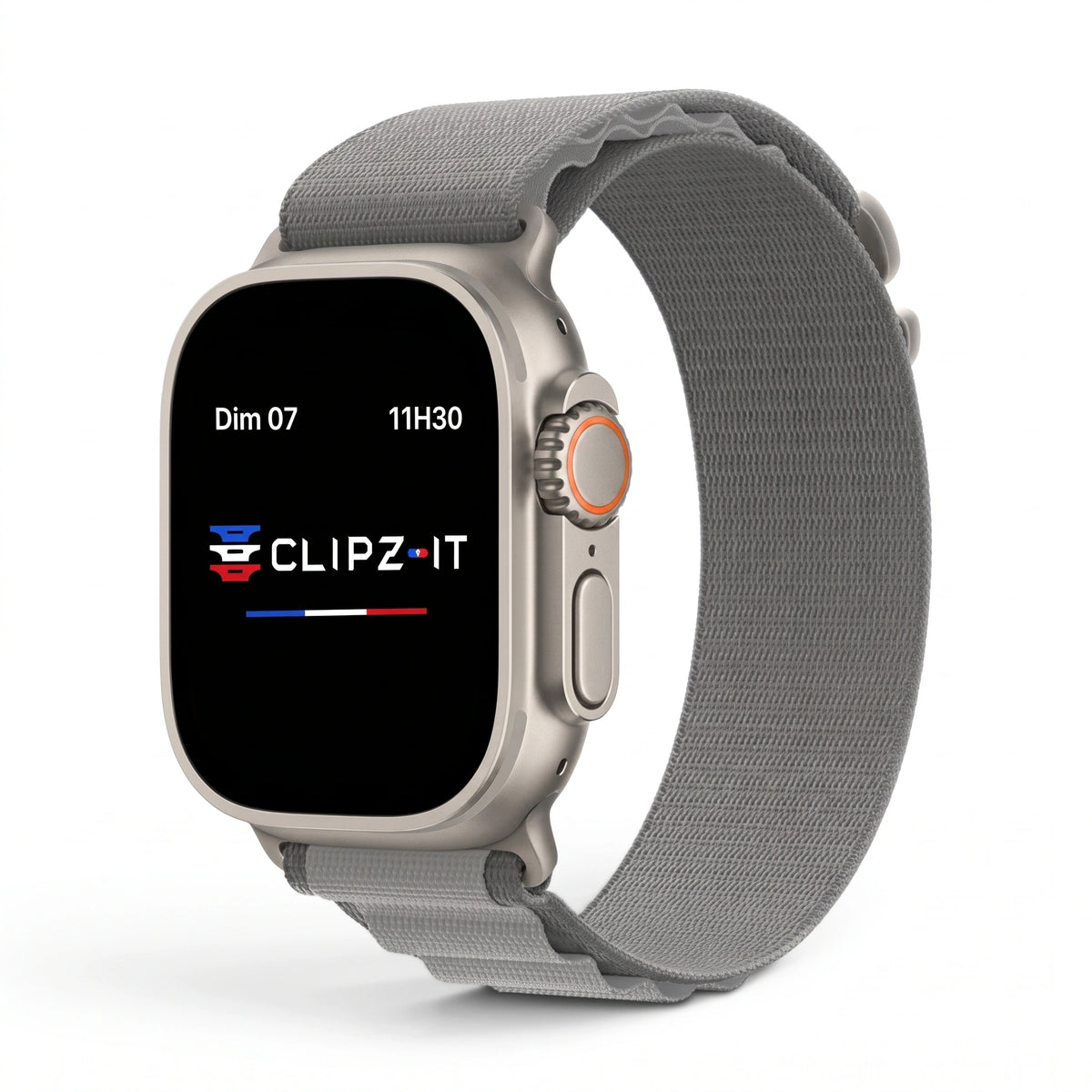 Cinturino Massif in nylon sportivo grigio, vista 3 - Apple Watch | Clipz-it