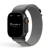 Bracelet Massif nylon sportif gris, vue de face - Apple Watch | Clipz-it