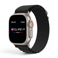 Bracelet Massif nylon sportif noir, vue de face 2 - Apple Watch | Clipz-it