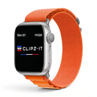 Bracelet Massif nylon sportif orange, vue de face 2 - Apple Watch | Clipz-it