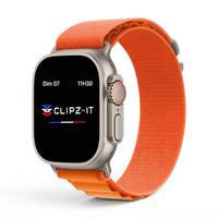 Bracelet Massif nylon sportif orange, vue de face 3 - Apple Watch | Clipz-it