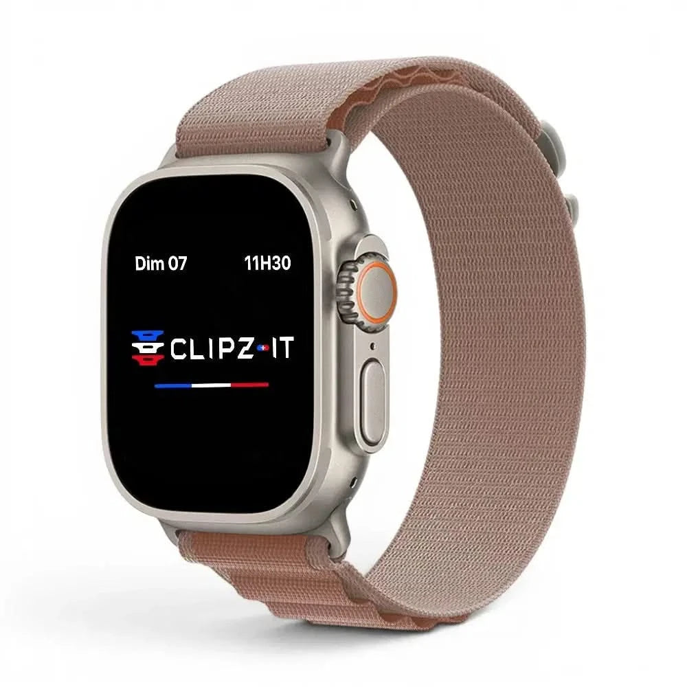 Bracelet Massif nylon sportif rose, vue de face 2 - Apple Watch | Clipz-it