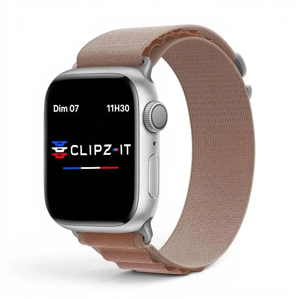 Bracelet Massif nylon sportif rose, vue de face - Apple Watch | Clipz-it