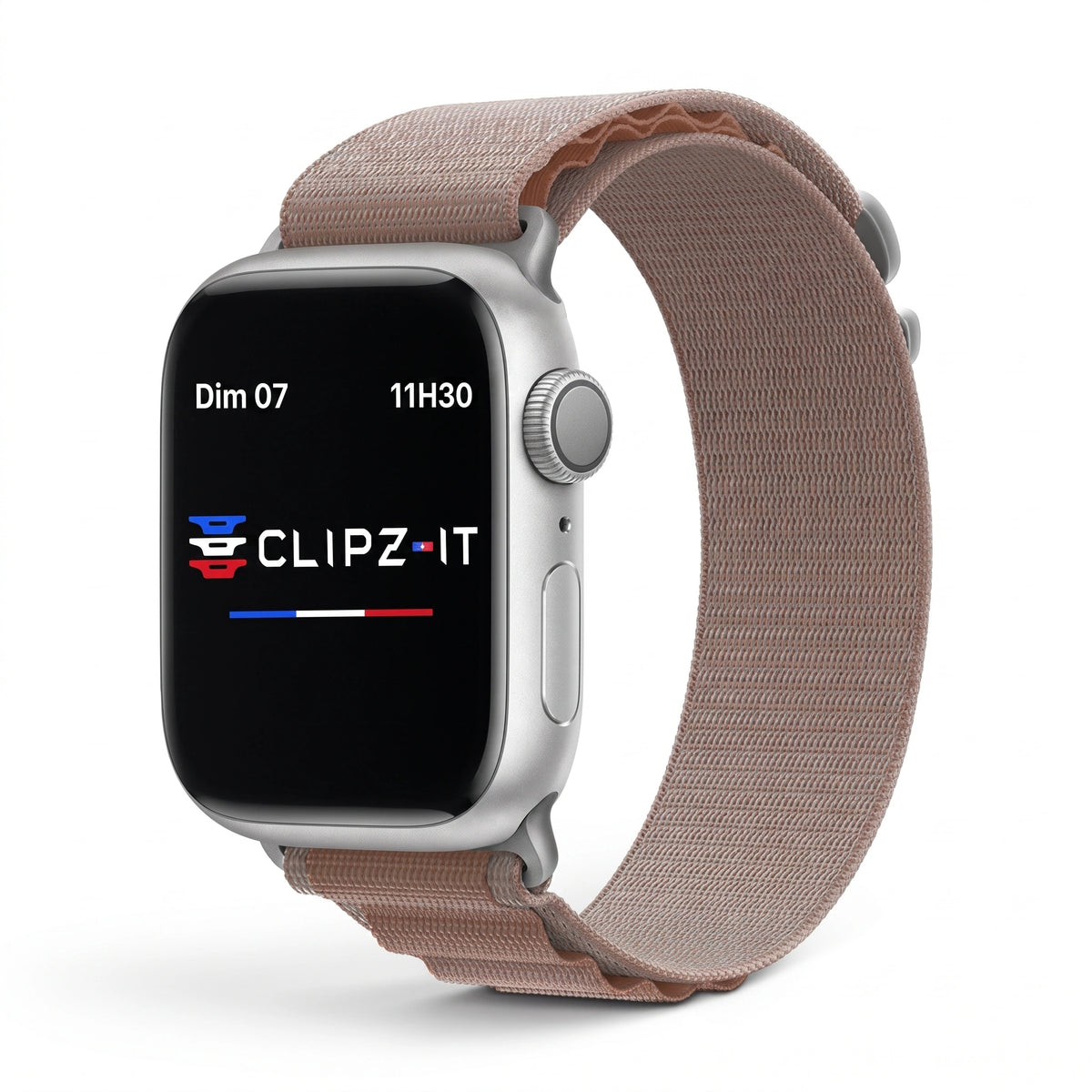 Bracelet Massif nylon sportif rose, vue de face - Apple Watch | Clipz-it